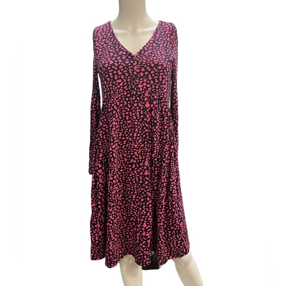 Joules Annalise Leopard Pink and Blue Henley Long Sleeve Dress Size 0 - Picture 4 of 12